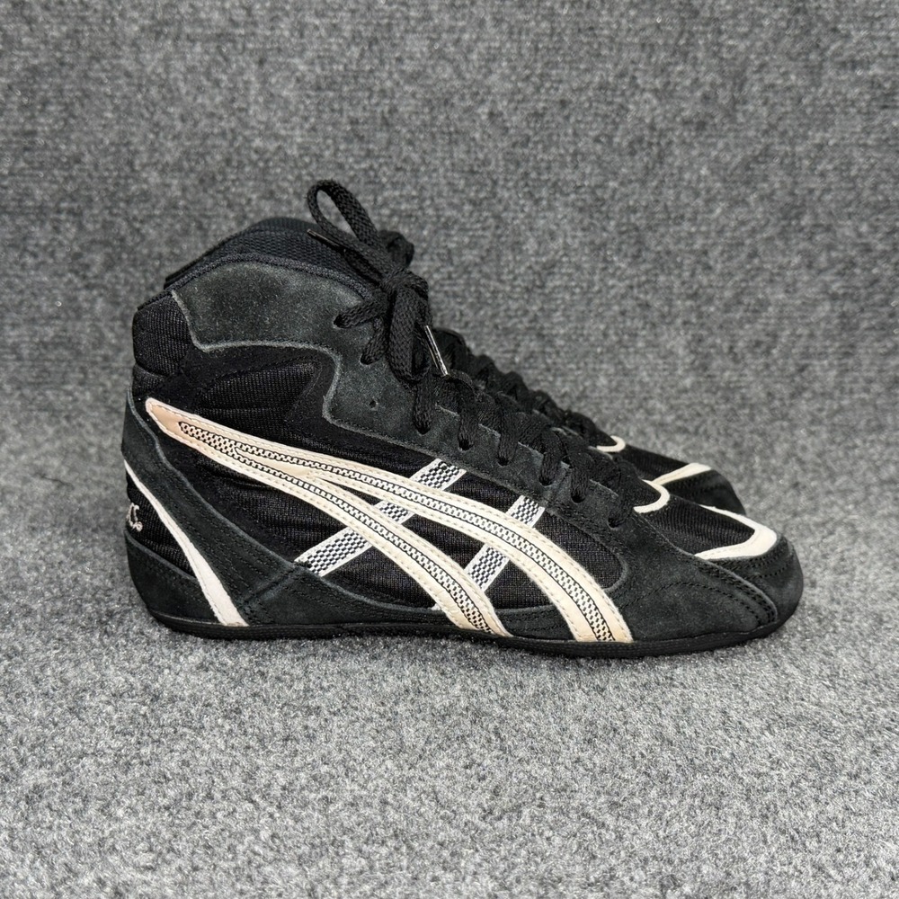 Asics Mosh Wrestling Shoes Boys 6 Black Suede Vintage Folkstyle Greco Boxing MMA